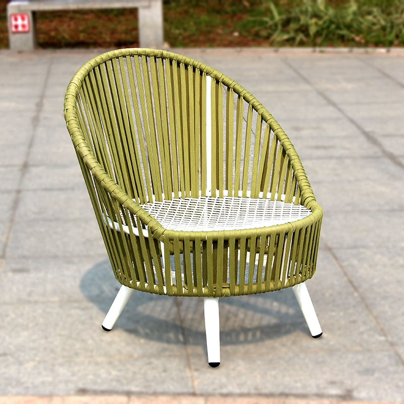 Metal Frame Chairs Hand-Knitted Rattan Waterproof Material For Outdoor Furnitured