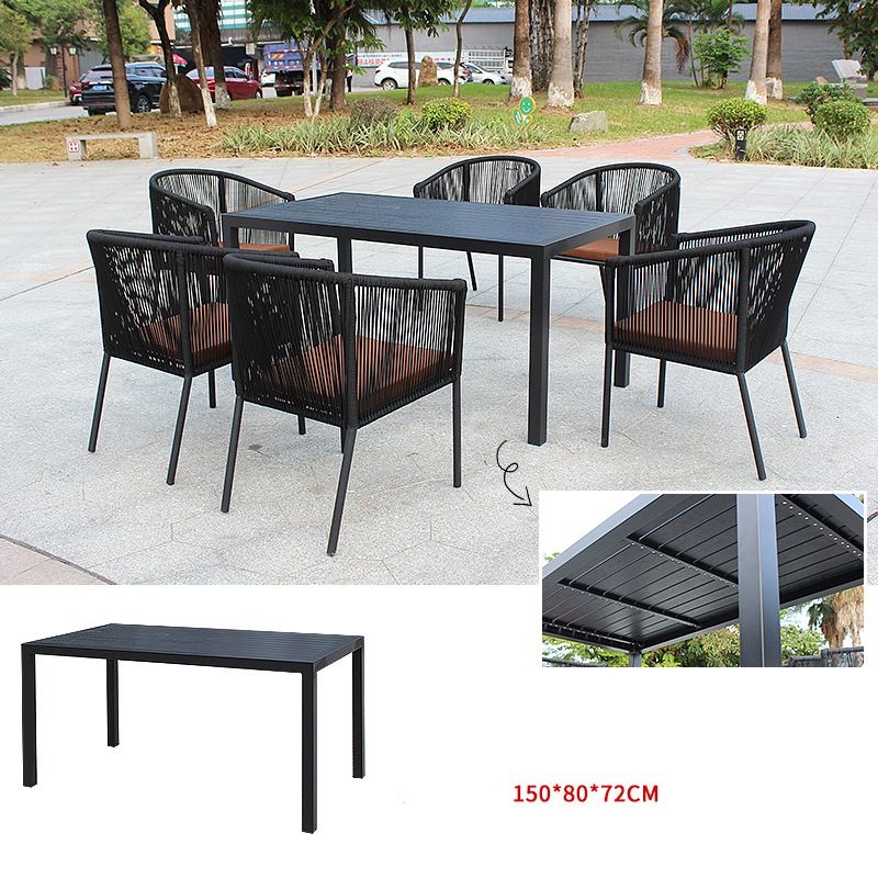 Aluminum Alloy Frame Square Dinner Table Waterproof Cushion Sofa Chair Garden Furniture Set