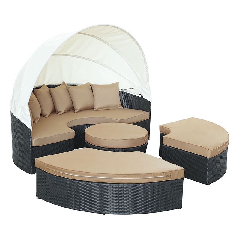 Modern Couture Curl Garden Sunbed Lounger Round Outdoor Rattan Furniture Outdoor