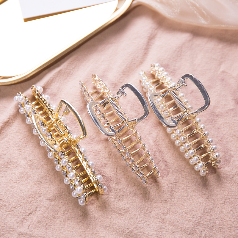 Yiwu Factory Customized  Hair Claws Accessories Pearl Flower Plain Hair Claws