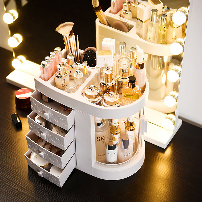 High Quality Combined Desktop Cosmetic Storage Box Drawer Style Dustproof Makeups Storage Box Desktop Organizer